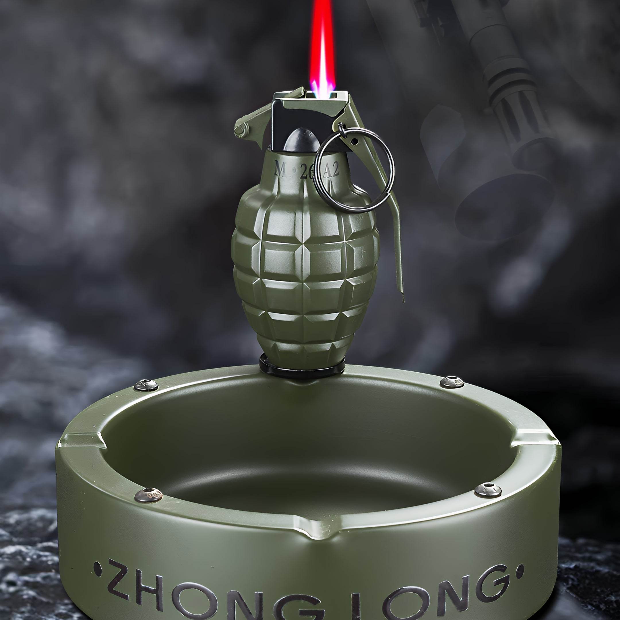Grenade Lighter With Round Ashtray - GHOST RIG