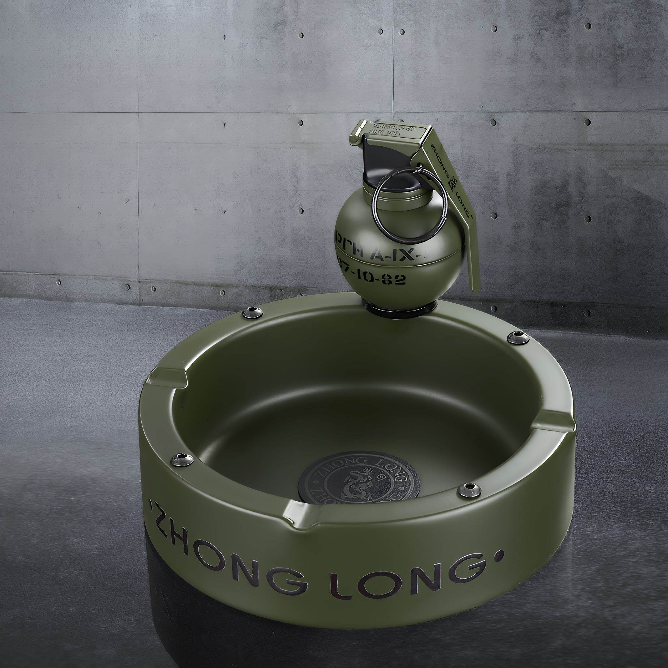 Grenade Lighter With Round Ashtray - GHOST RIG