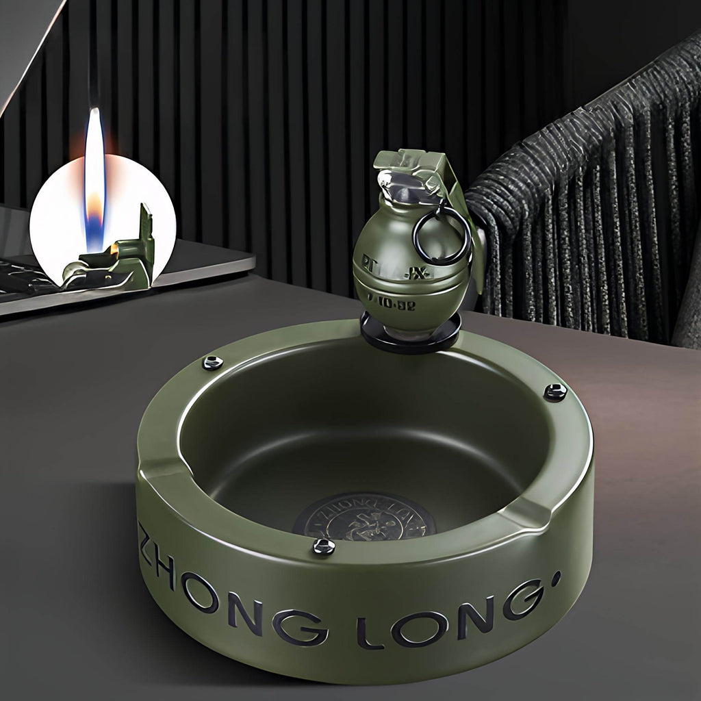 Mini Grenade Lighter With Round Ashtray - GHOST RIG