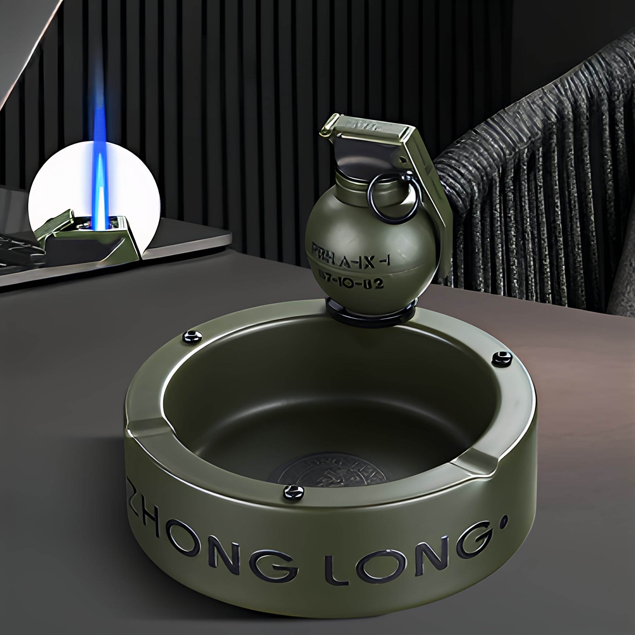 Mini Grenade Lighter With Round Ashtray - GHOST RIG
